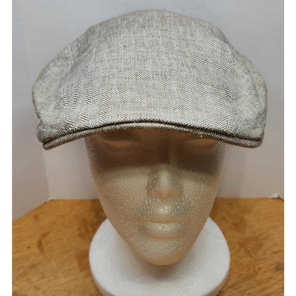 Stetson Pure Linen Flat Cap Beige Textured Ivy Newsboy Hat Lined No Label Sm/M?